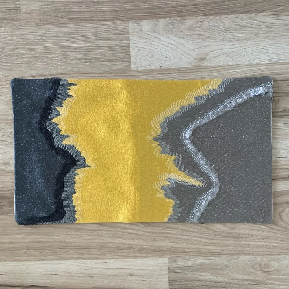 New West Elm Abstract Textured Accent Throw Pillow Cover 12x21 -Navy/Yellow/Gray